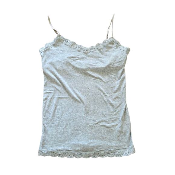 Vtg Aero Lace Trim Cami Tank Womens XL Gray Fairycore Y2K Festival Babydoll Boho - Picture 1 of 9